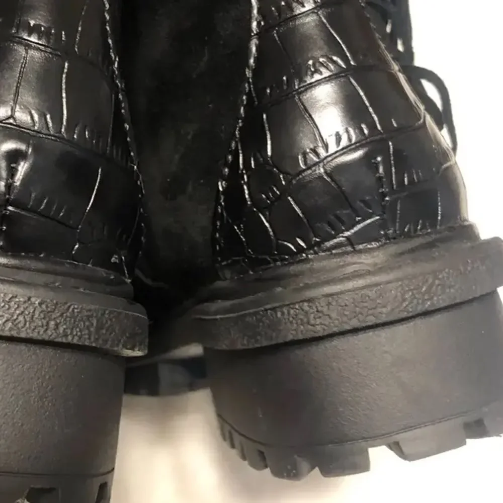 Sam Edelman Tilden Black fringe suede Winter & Rain Boots NWOT sz 7.5